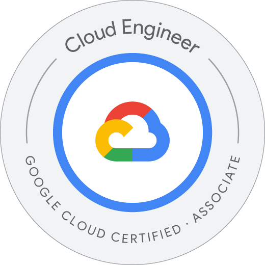 Badge showing Google Cloud Associate certification