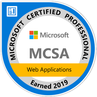 Badge showing MCSA Web Applications certification